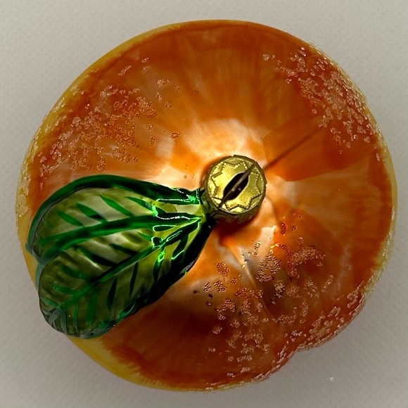 European Glass Sugared Peach Hand-painted Holiday Ornament - Picture 3 of 8